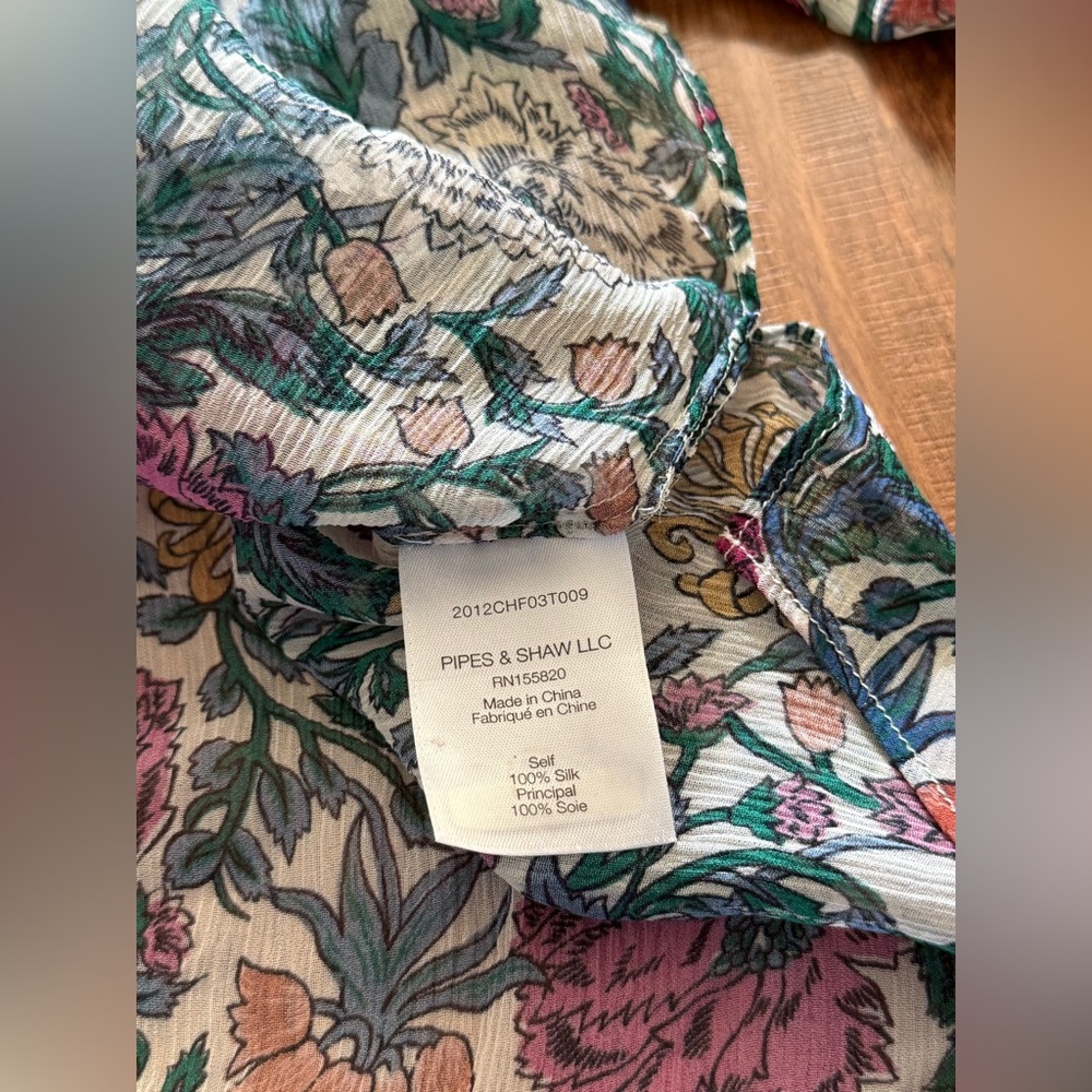 Veronica Beard Gwendoline Floral Silk Top Blouse Shirt Ruffles Button-6 - Picture 8 of 13